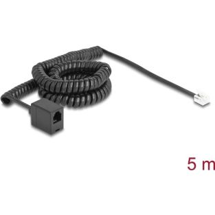 Delock Telefonkabel Spiralkabel RJ11 Stecker zu Buchse schwarz 5 m (90233)