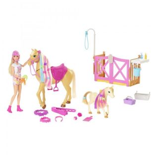 Set di giocattoli Barbie Toilettage des Chevaux Plastica