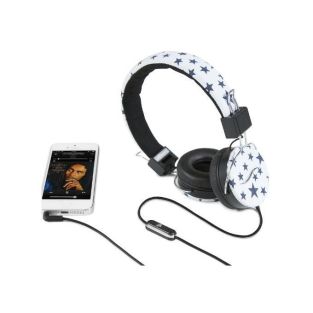 HI-Deejay Cuffie Professionali Rivestite In Tessuto White Blue Star