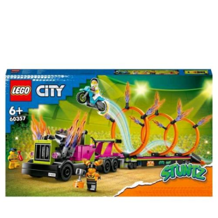 Lego City Stuntz Stunt Truck Sfida Del'anello Di Fuoco Con Moto E Minifigure