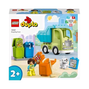 Lego Duplo Camion Riciclaggio Rifiuti Con Figure Di Uno Spazzino Un Cane E Accessori