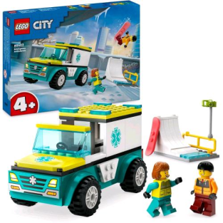 Lego City Ambulanza D'emergenza E Snowboarder Con 2 Minifigure