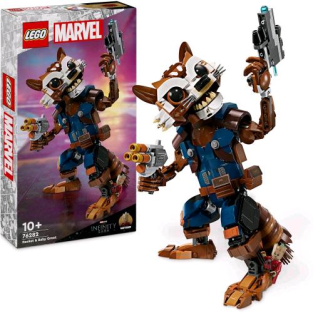 Lego Marvel Rocket E Baby Groot Set Action Figure Snodabile Con Minifigura