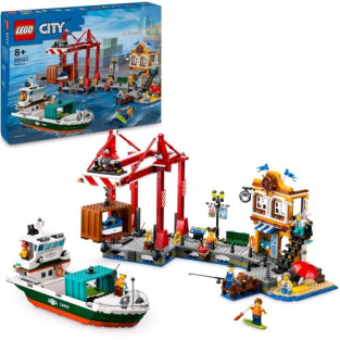 Lego City Porto E Nave Merci Con Barca Gru Portuale Funzionante Moto D'acqua E 8 Minifigure