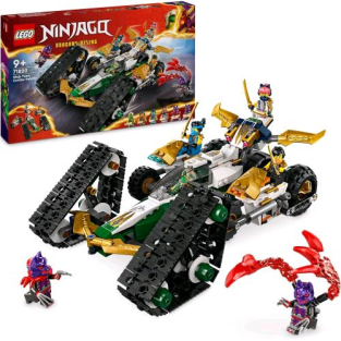 Lego Ninjago Cingolato Del Team Ninja 4 In 1 Con 2 Moto Aliante Fuoristrada E 6 Minifigure