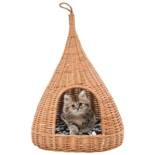 Cesta Per Gatti Con Cuscino 40x60cm Teepee Salice Naturale