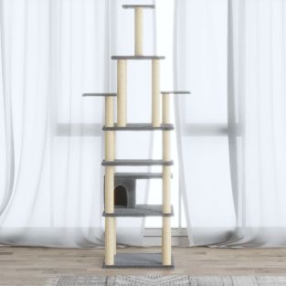 Albero Per Gatti Con Tiragraffi In Sisal Grigio Chiaro 183 cm