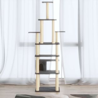 Albero Per Gatti Con Tiragraffi In Sisal Grigio Scuro 183 cm