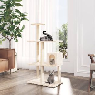 Albero Per Gatti Con Tiragraffi In Sisal Crema 119 cm