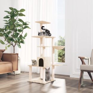 Albero Per Gatti Con Tiragraffi In Sisal Crema 142 cm