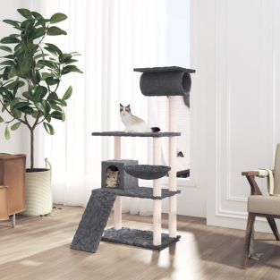 Albero Per Gatti Con Tiragraffi In Sisal Grigio Scuro 131 cm