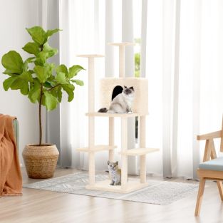 Albero Per Gatti Con Tiragraffi In Sisal Crema 144,5 cm