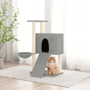 Albero Per Gatti Con Tiragraffi In Sisal Grigio Chiaro 96 cm