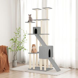 Albero Per Gatti Con Tiragraffi In Sisal Grigio Chiaro 190 cm