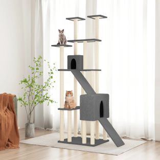 Albero Per Gatti Con Tiragraffi In Sisal Grigio Scuro 190 cm