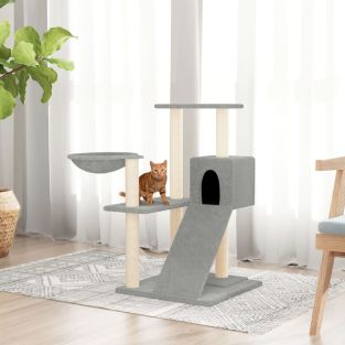 Albero Per Gatti Con Tiragraffi In Sisal Grigio Chiaro 82 cm