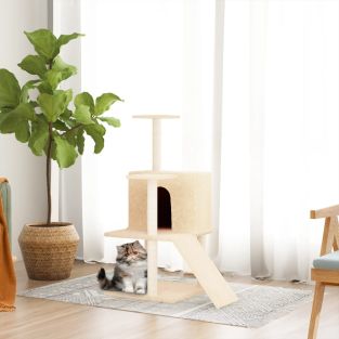 Albero Per Gatti Con Tiragraffi In Sisal Crema 109 cm