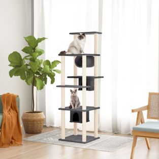 Albero Per Gatti Con Tiragraffi In Sisal Grigio Scuro 169 cm