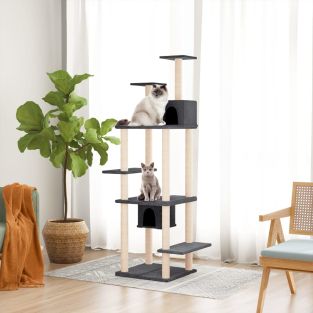 Albero Per Gatti Con Tiragraffi In Sisal Grigio Scuro 176 cm