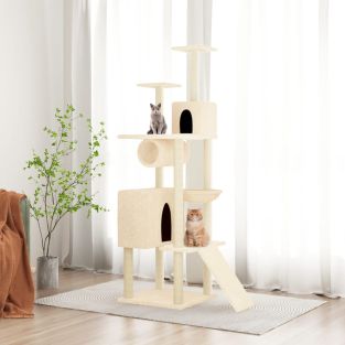 Albero Per Gatti Con Tiragraffi In Sisal Crema 168 cm