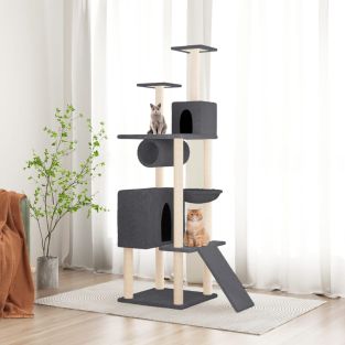 Albero Per Gatti Con Tiragraffi In Sisal Grigio Scuro 168 cm