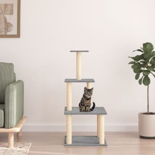 Albero Per Gatti Con Tiragraffi In Sisal Grigio Chiaro 111 cm