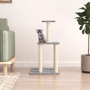 Albero Per Gatti Con Tiragraffi In Sisal Grigio Chiaro 85,5 cm