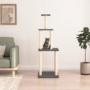 Albero Per Gatti Con Tiragraffi In Sisal Grigio Scuro 149 cm