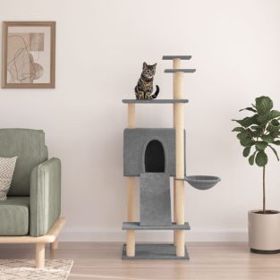 Albero Per Gatti Con Tiragraffi In Sisal Grigio Chiaro 153 cm