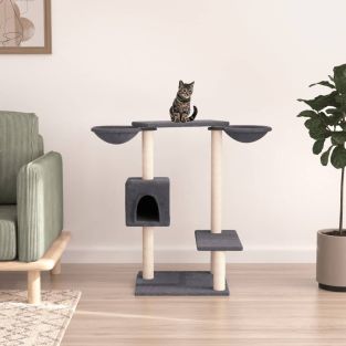 Albero Per Gatti Con Tiragraffi Grigio Scuro 82 cm