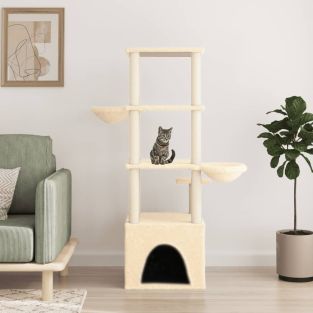 Albero Per Gatti Con Tiragraffi In Sisal Crema 147 cm