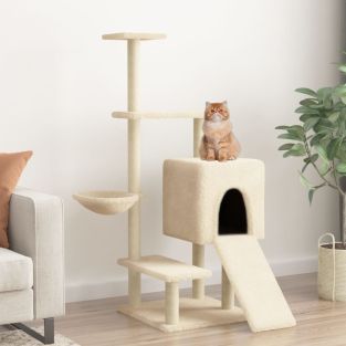 Albero Per Gatti Con Tiragraffi In Sisal Crema 130,5 cm