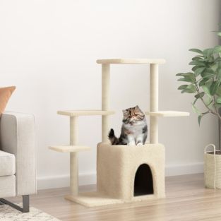 Albero Per Gatti Con Tiragraffi In Sisal Crema 97,5 cm