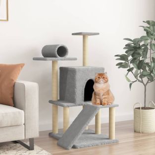 Albero Per Gatti Con Tiragraffi In Sisal Grigio Chiaro 110,5 cm