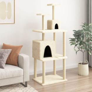 Albero Per Gatti Con Tiragraffi In Sisal Crema 167 cm