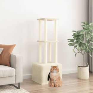 Albero Per Gatti Con Tiragraffi In Sisal Crema 133,5 cm