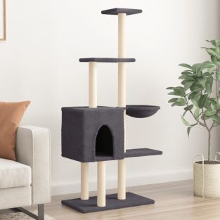 Albero Per Gatti Con Tiragraffi In Sisal Grigio Scuro 145 cm