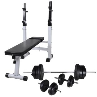 Panca Reclinabile Con Rack Bilanciere E Set Manubri 60,5 kg