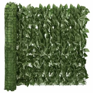 Paravento Da Balcone Con Foglie Verde Scuro 300x75 cm