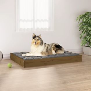 Cuccia Per Cani Miele 91,5x64x9 Cm In Legno Massello Di Pino