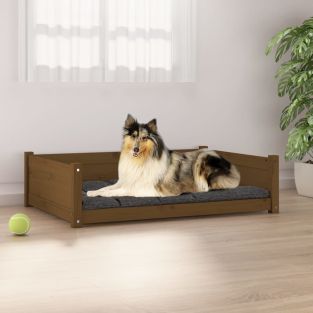 Cuccia Per Cani Miele 95,5x65,5x28cm In Legno Massello Di Pino