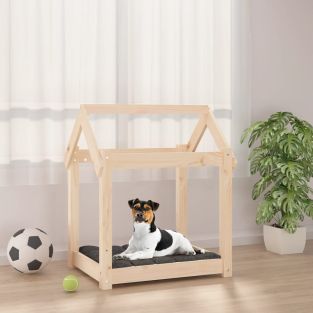 Cuccia Per Cani 61x50x70 Cm In Legno Massello Di Pino