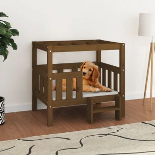 Cuccia Per Cani Miele 75,5x63,5x70 Cm In Legno Massello Di Pino