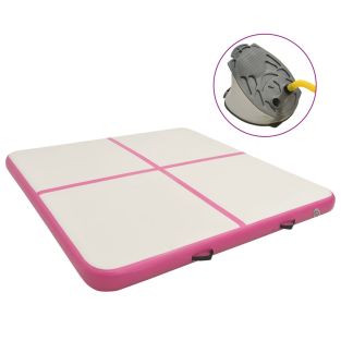 Tappetino Ginnastica Gonfiabile E Pompa 200x200x10 Cm Pvc Rosa